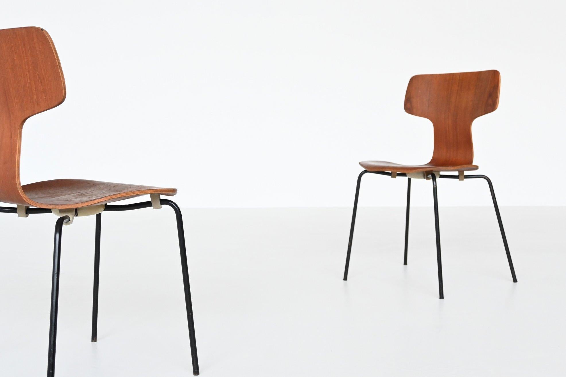 Arne Jacobsen Model 3103 Hammer Chairs Teak Frits Hansen Denmark 1969 7