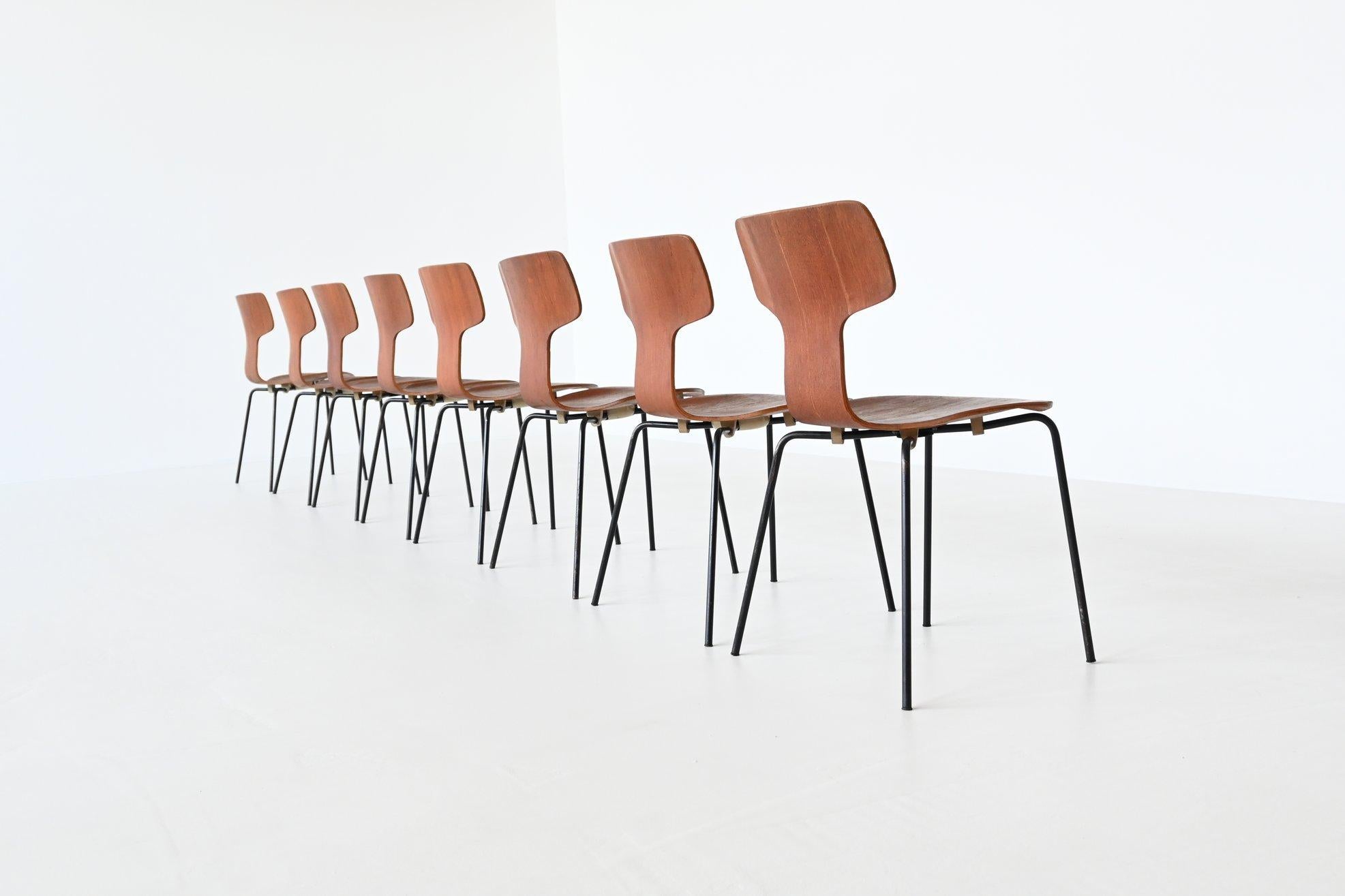 Danish Arne Jacobsen Model 3103 Hammer Chairs Teak Frits Hansen Denmark 1969