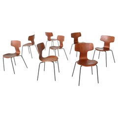 Arne Jacobsen Model 3103 Hammer Chairs Teak Frits Hansen Denmark 1969