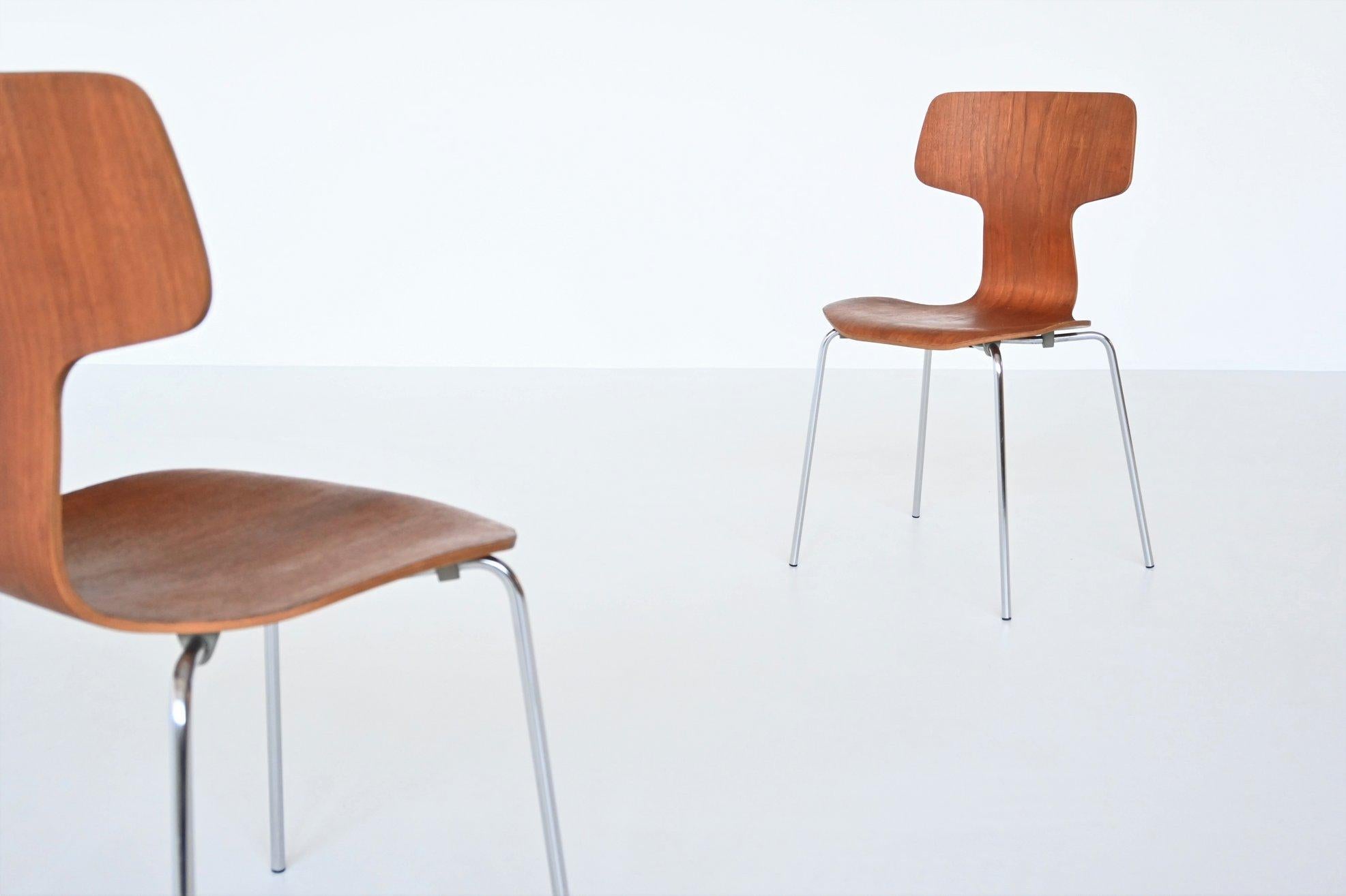 Arne Jacobsen Model 3103 Hammer Chairs Teak Fritz Hansen Denmark 1980 4