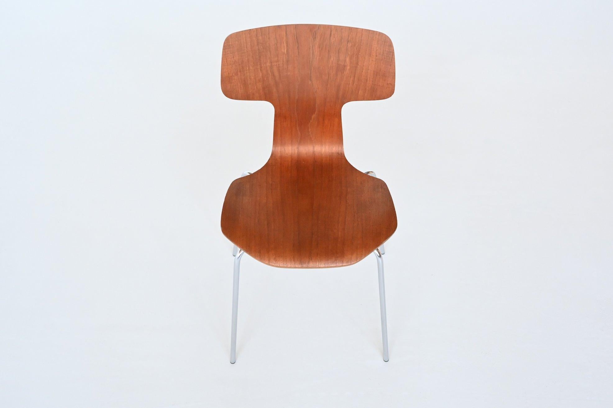 Arne Jacobsen Model 3103 Hammer Chairs Teak Fritz Hansen Denmark 1980 5
