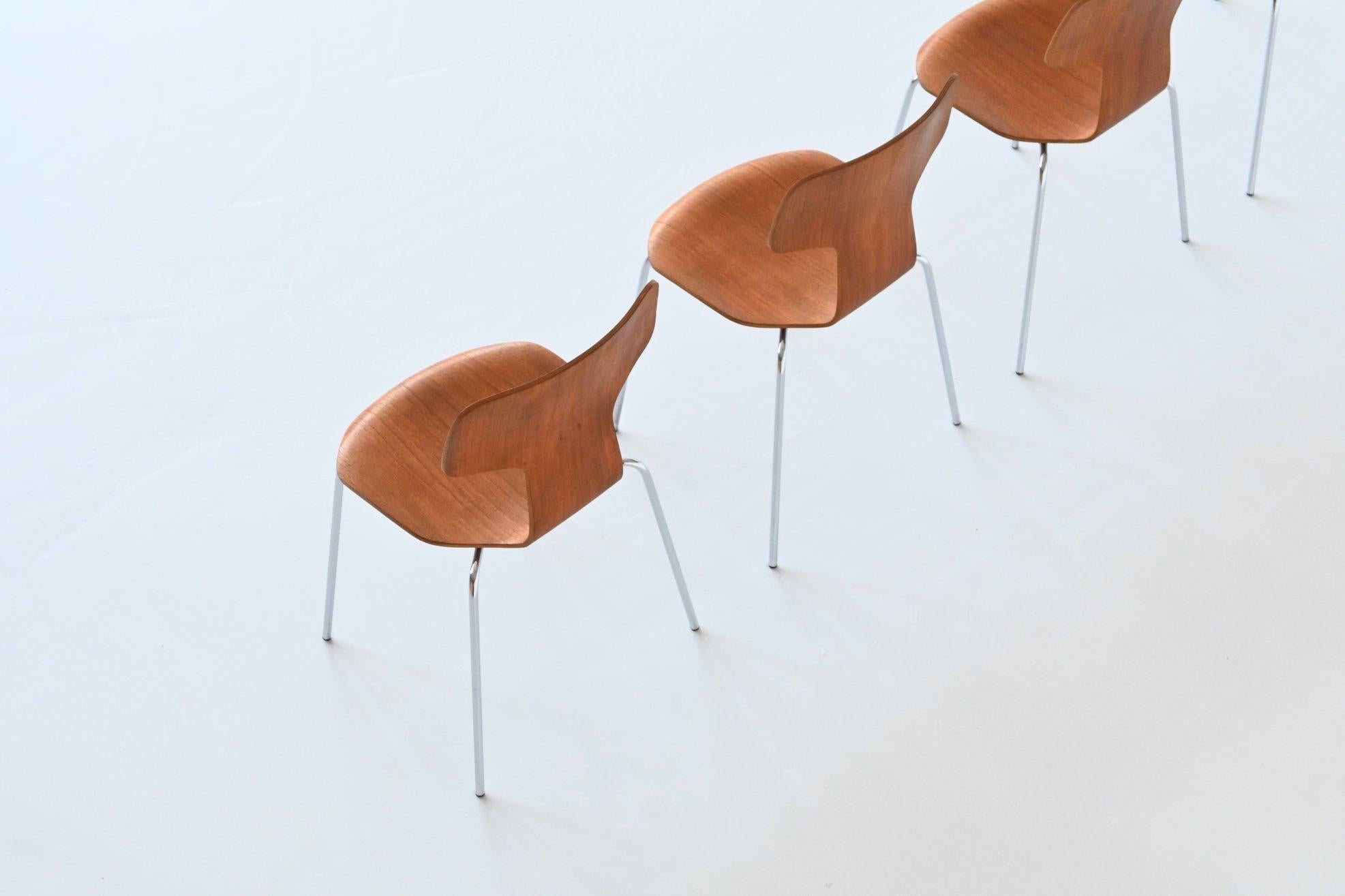 Arne Jacobsen Model 3103 Hammer Chairs Teak Fritz Hansen Denmark 1980 9