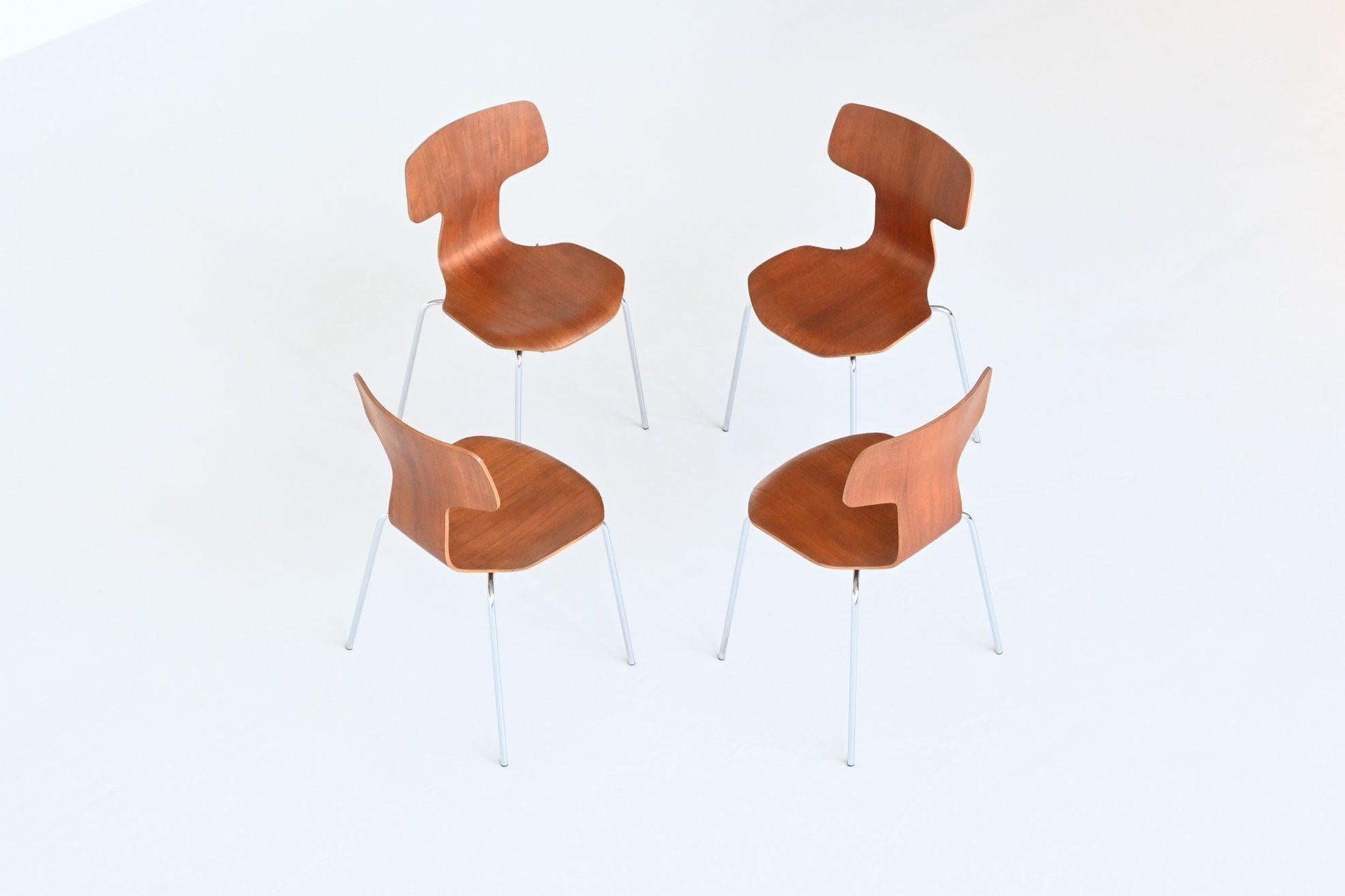 Arne Jacobsen Model 3103 Hammer Chairs Teak Fritz Hansen Denmark 1980 1
