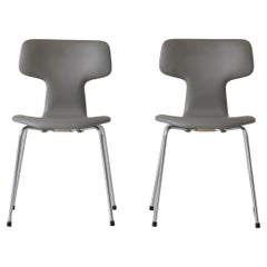 Arne Jacobsen Model 3103 "T-Chairs" by Fritz Hansen Leather & Steel, 1970s