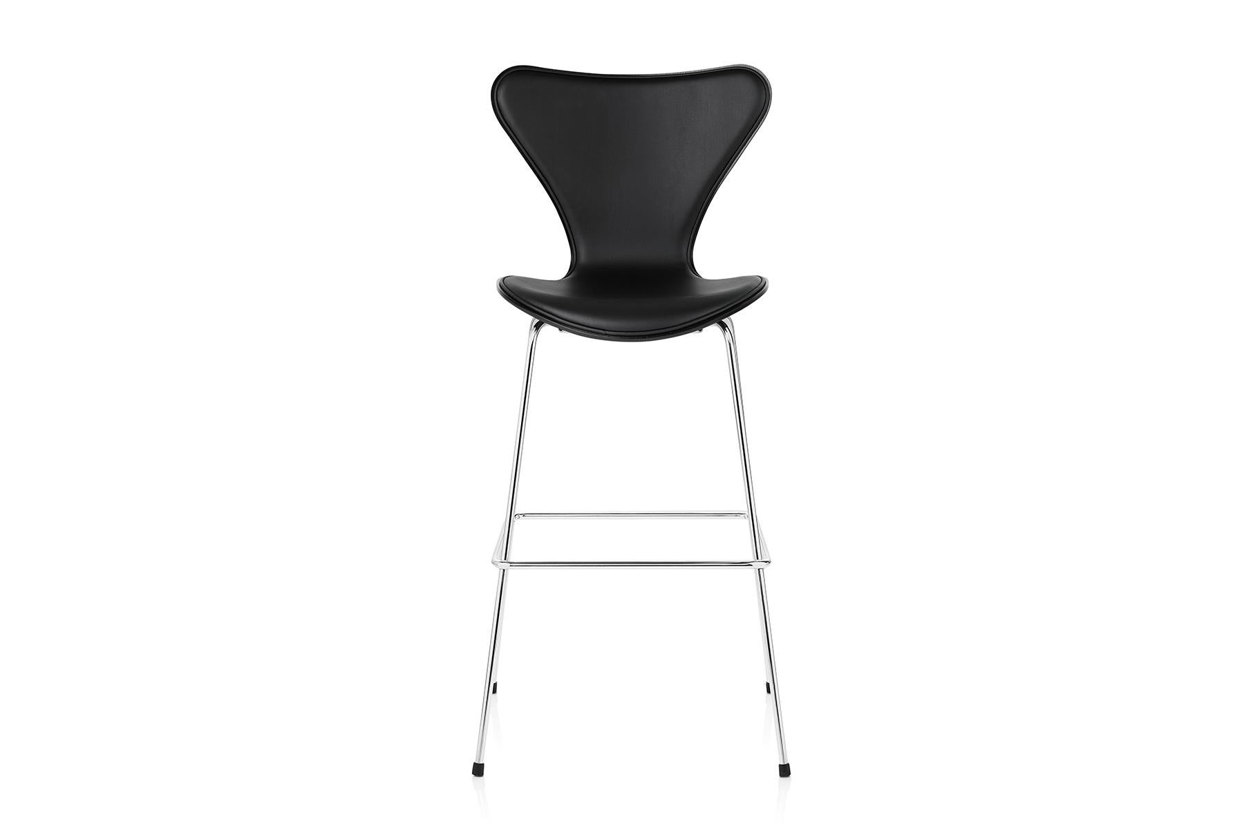 Mid-Century Modern Arne Jacobsen Model 3187 Barstool Front Upholstered For Sale