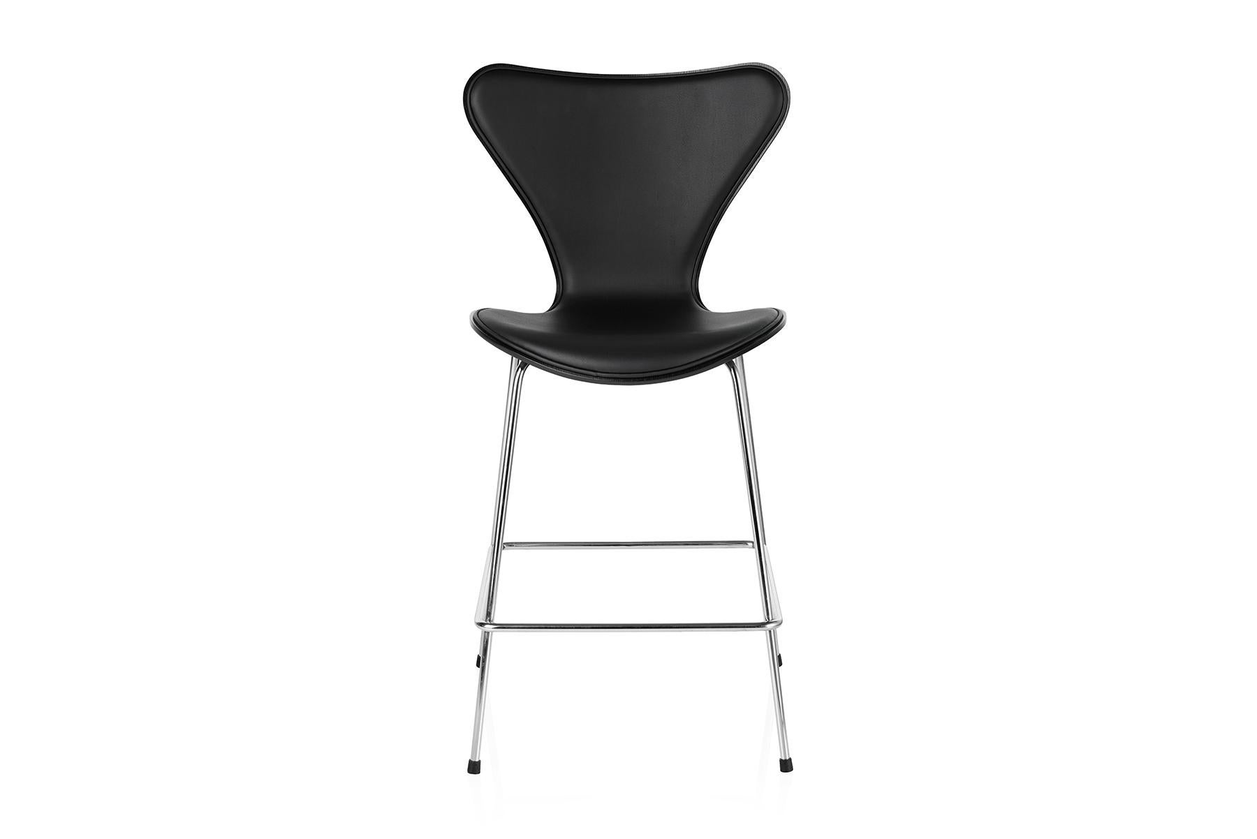 American Arne Jacobsen Model 3187 Barstool Front Upholstered For Sale