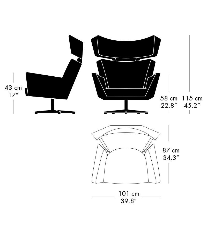 Arne Jacobsen 'Oksen' Chair for Fritz Hansen in Aura Leather Upholstery For Sale 4