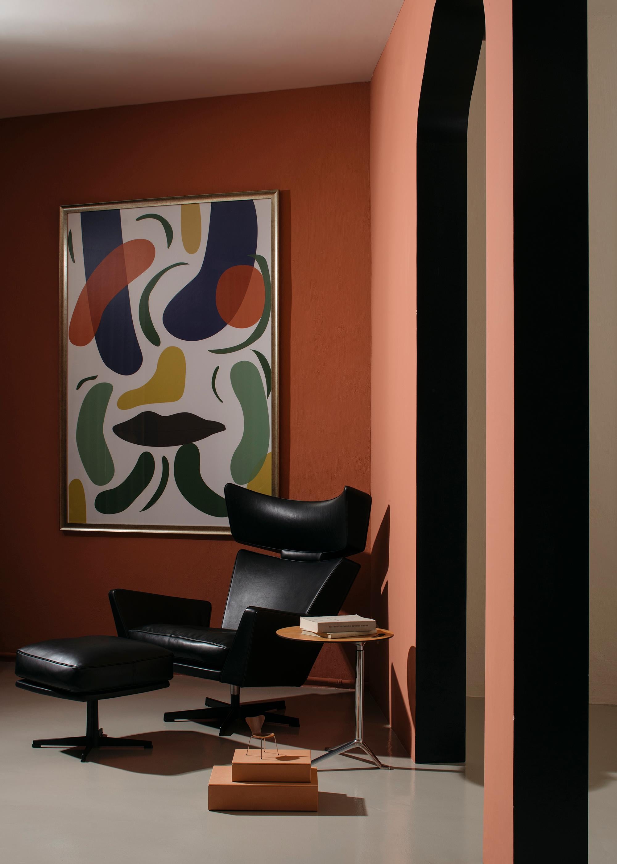 Arne Jacobsen 'Oksen' Chair for Fritz Hansen in Aura Leather Upholstery For Sale 1