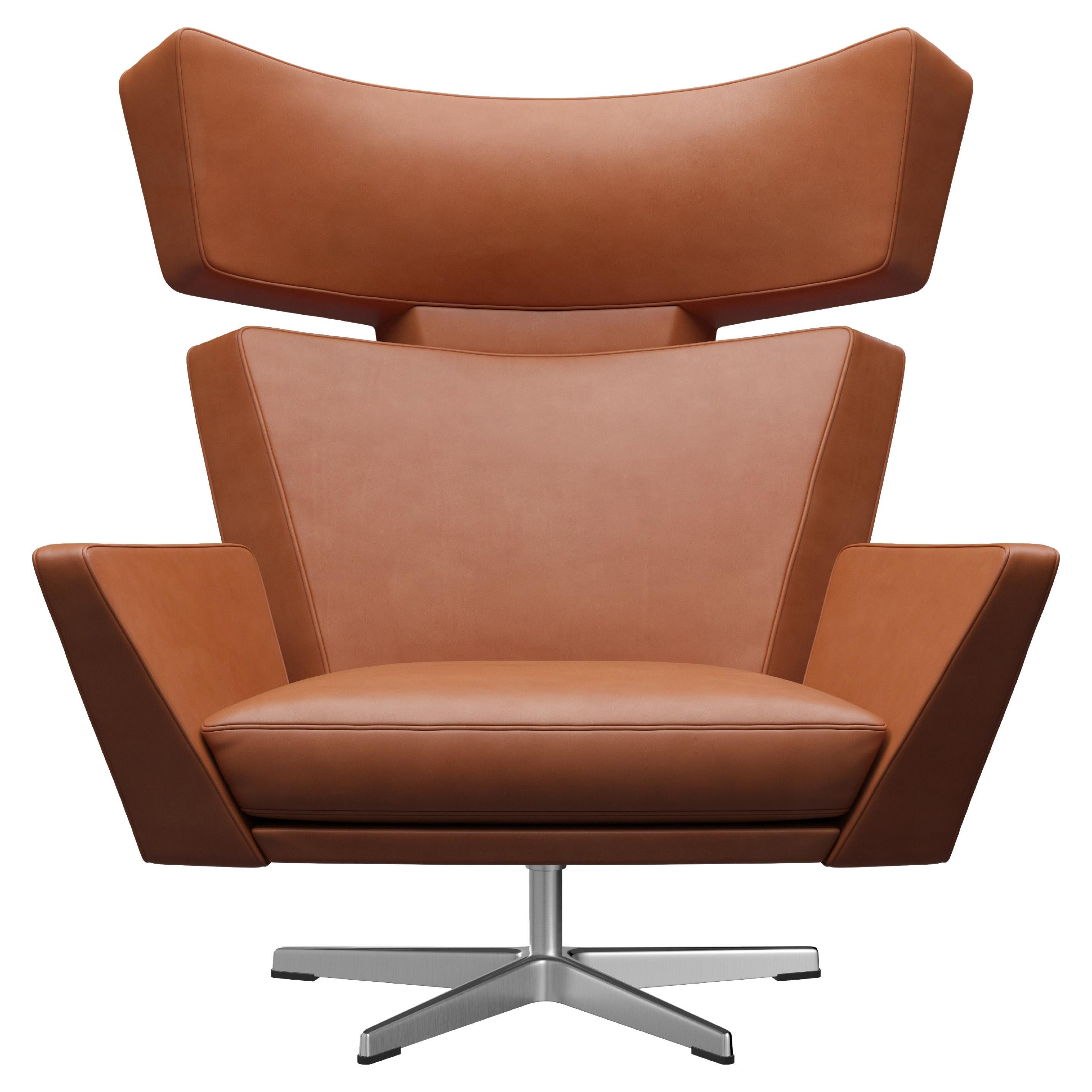 Arne Jacobsen 'Oksen' Chair for Fritz Hansen in Grace Leather Upholstery