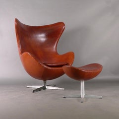 Arne Jacobsen, Original Egg Chair and Ottoman, dated 1968, by Fritz Hansen