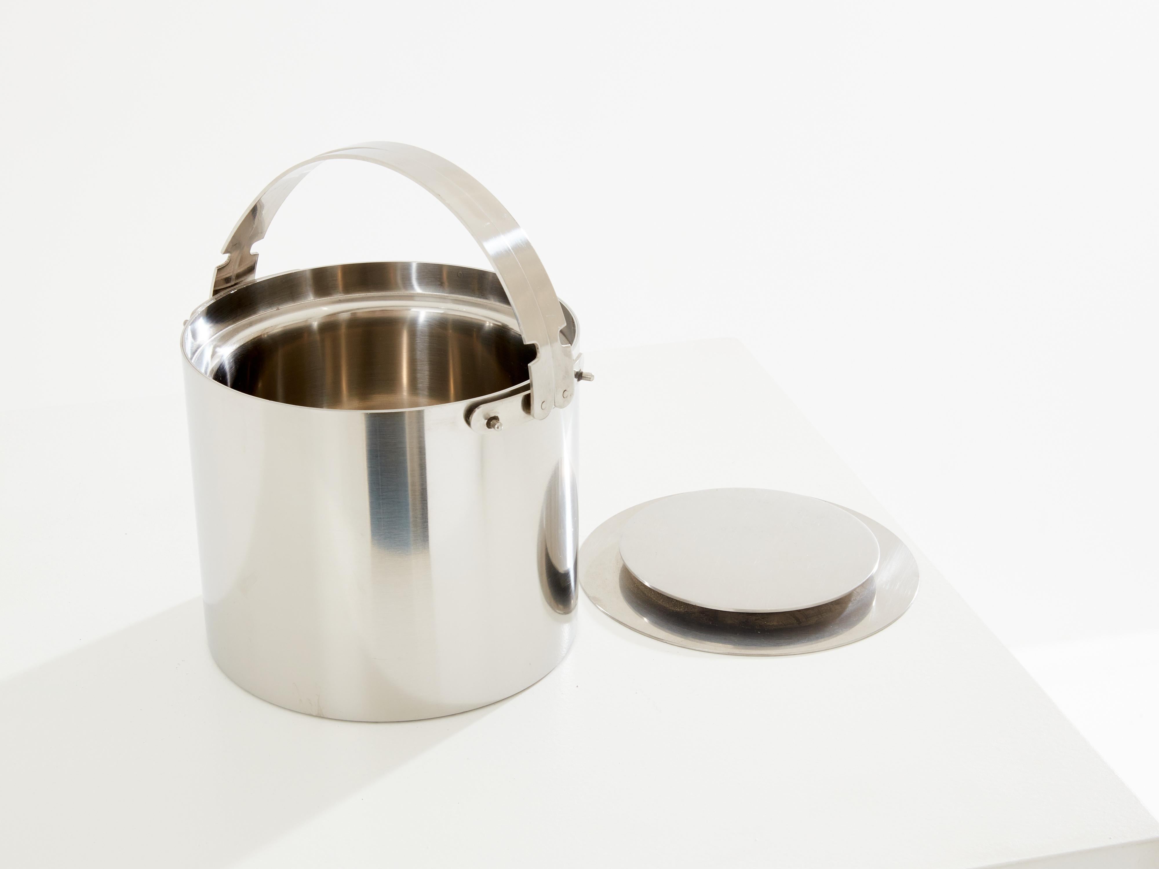 Milieu du XXe siècle Seau à glace original en acier inoxydable Arne Jacobsen 1960 en vente
