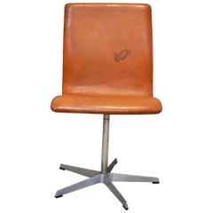Arne Jacobsen Oxford Chair by Fritz Hansen Denmark Tan Leather