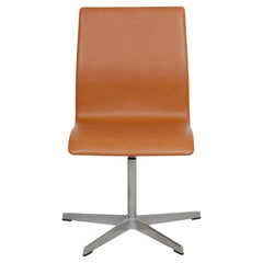 Arne Jacobsen Oxford Chair Reupholstered with Cognac Classic Leather