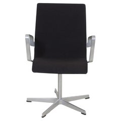 Arne Jacobsen Oxford Chair with a Low Back and Black Tonus Fabric