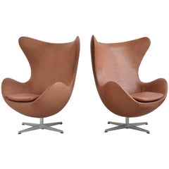 Arne Jacobsen Pair of Egg Chairs by Fritz Hansen