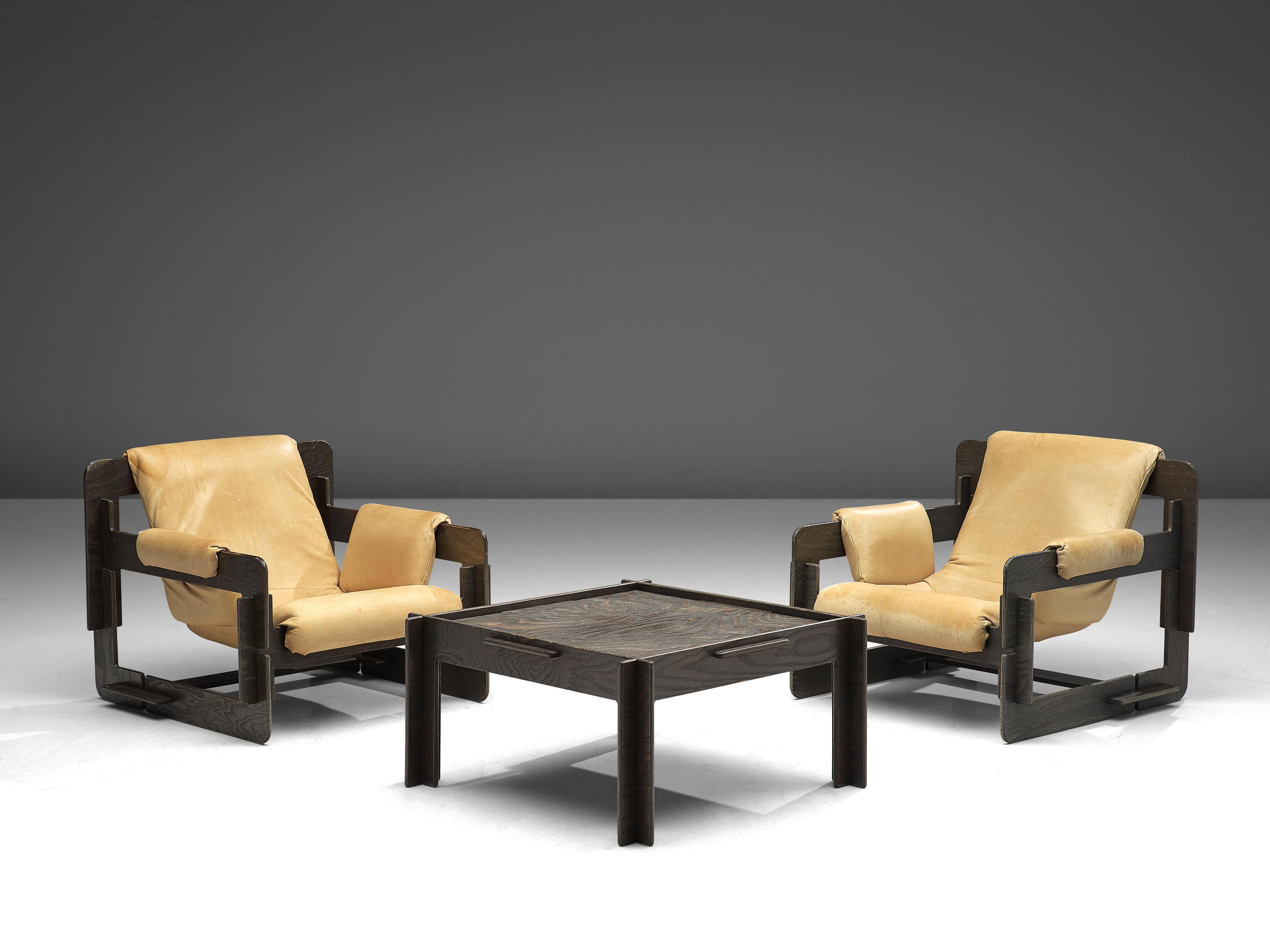 Arne Jacobsen Pair of 'Rover' Lounge Chairs in Wood and Leather 1