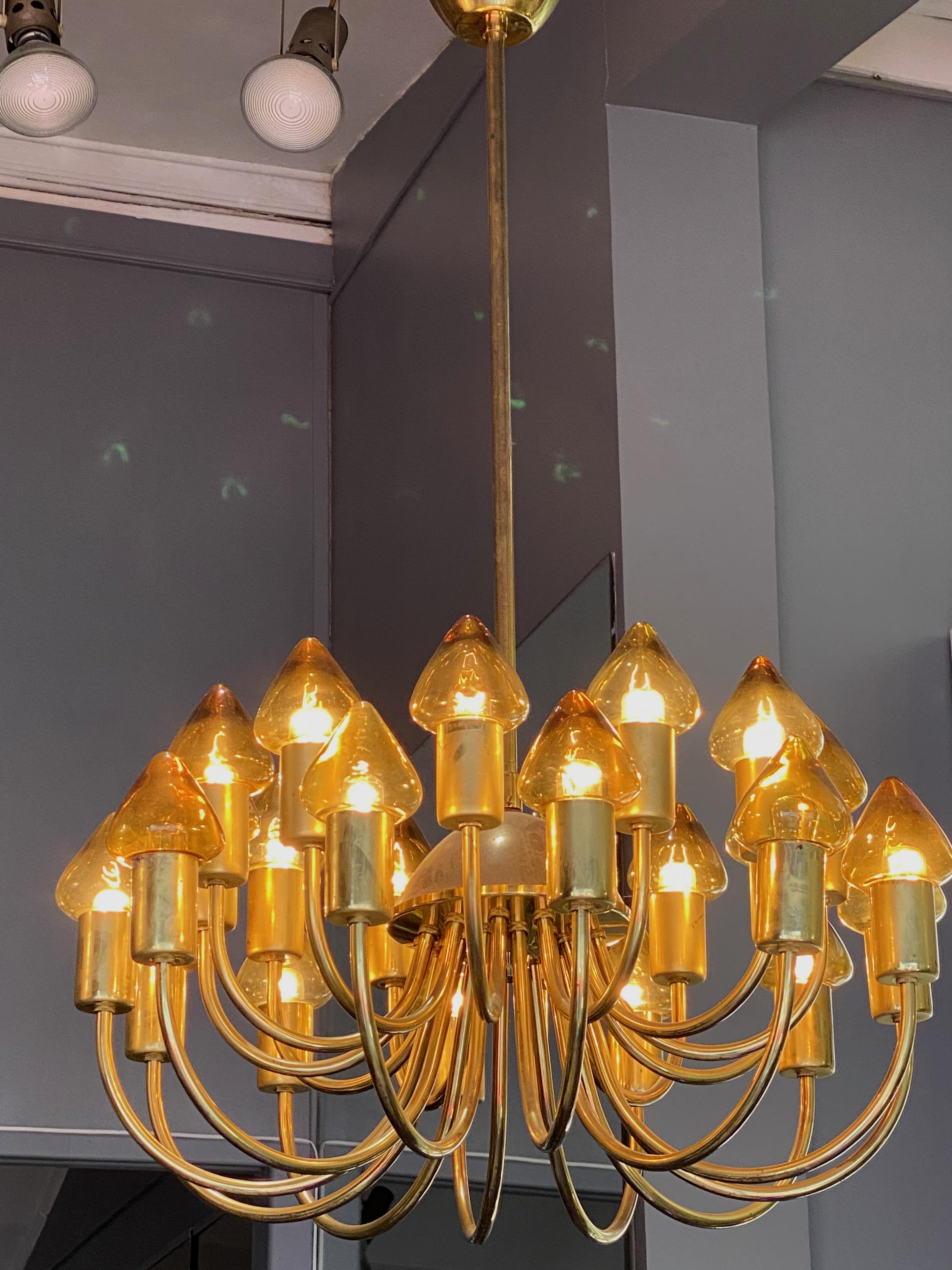 Mid-20th Century  Arne Jacobsen : Pair of Scale Brass Chandelier  For Sale