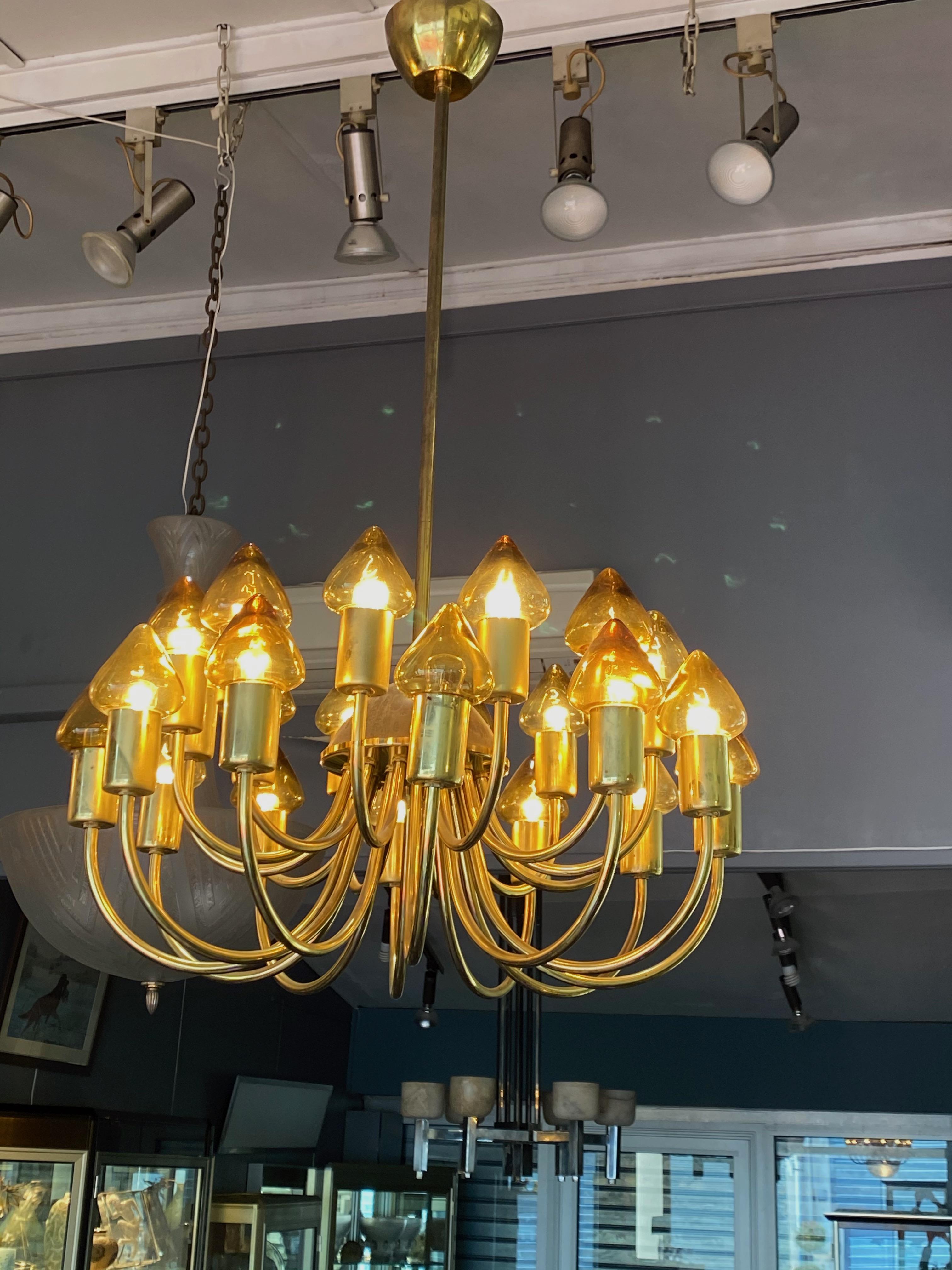  Arne Jacobsen : Pair of Scale Brass Chandelier  For Sale 1