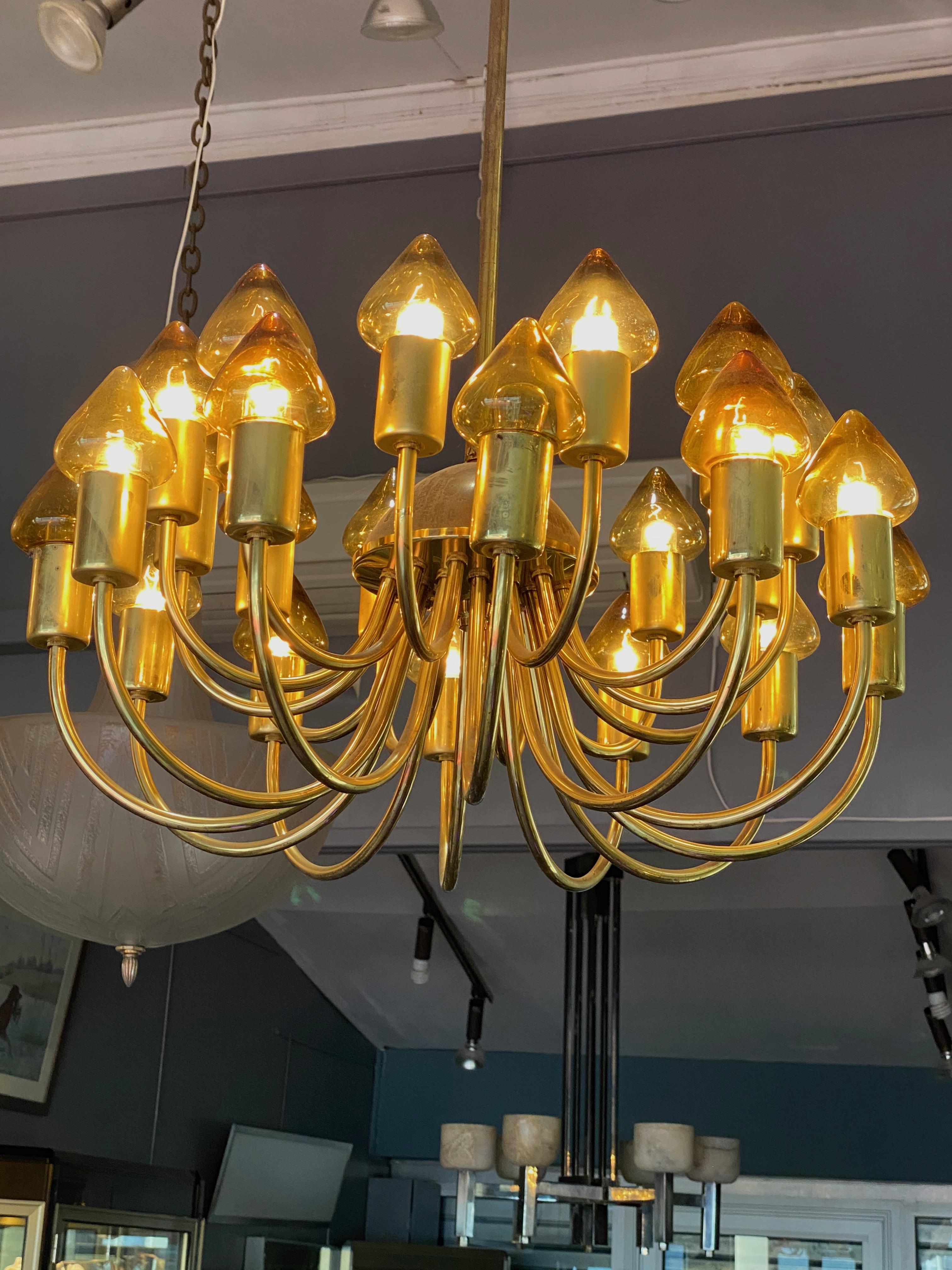  Arne Jacobsen : Pair of Scale Brass Chandelier  For Sale 2