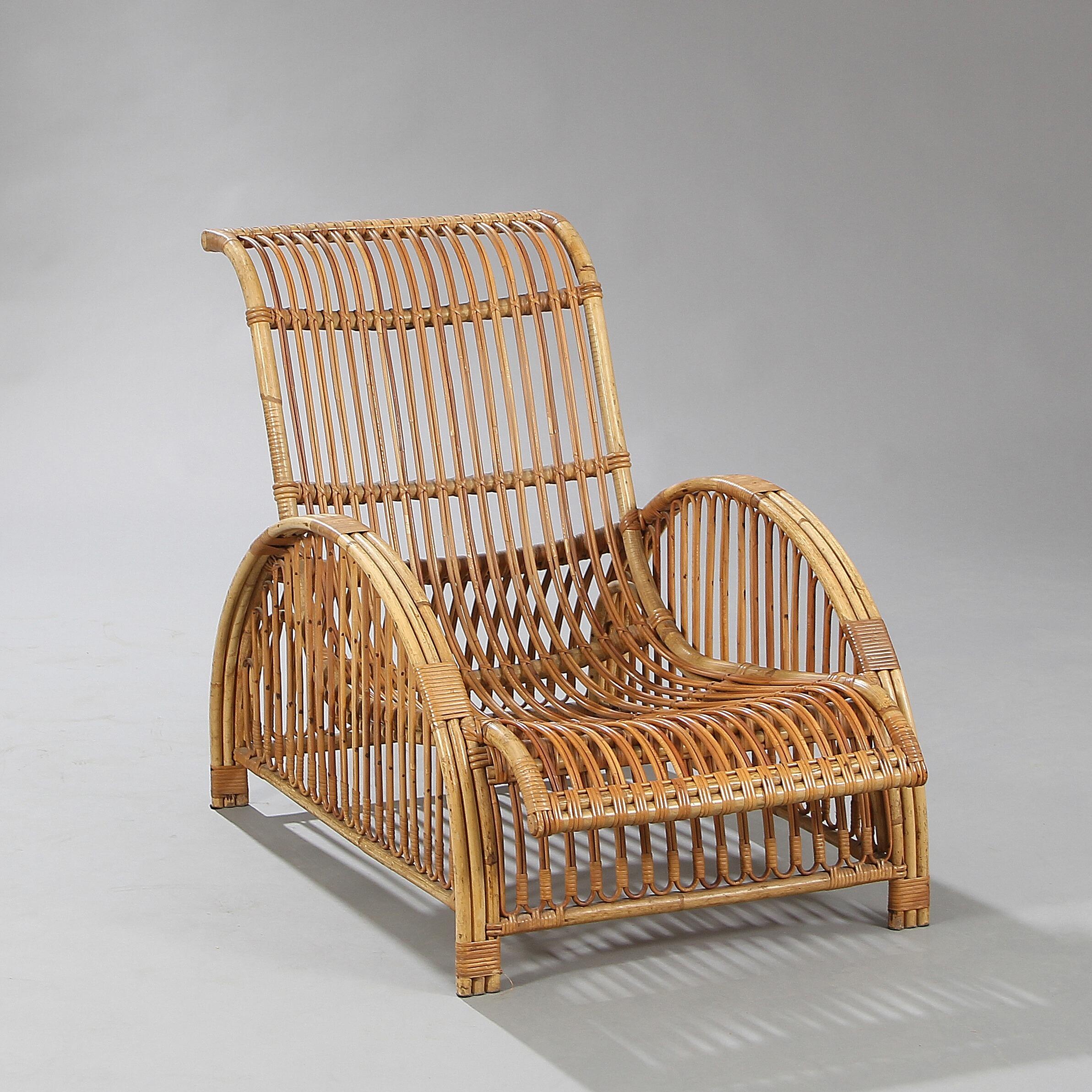 Arne Jacobsen “Paris Chair”, Easy Chair with Frame of Bamboo with Woven Cane im Zustand „Gut“ im Angebot in Vejle, DK