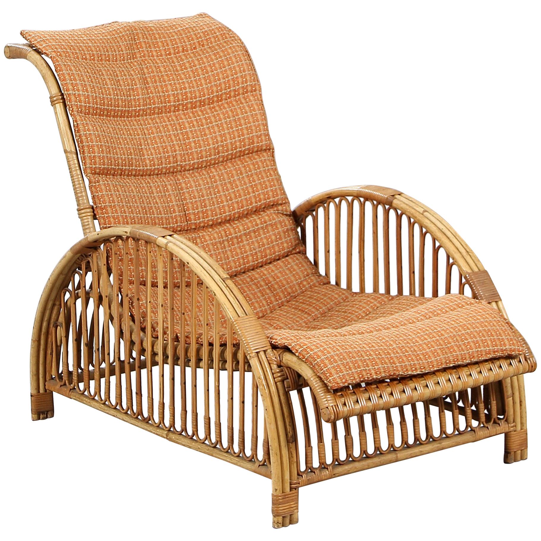 Arne Jacobsen “Paris Chair”, Easy Chair with Frame of Bamboo with Woven Cane im Angebot