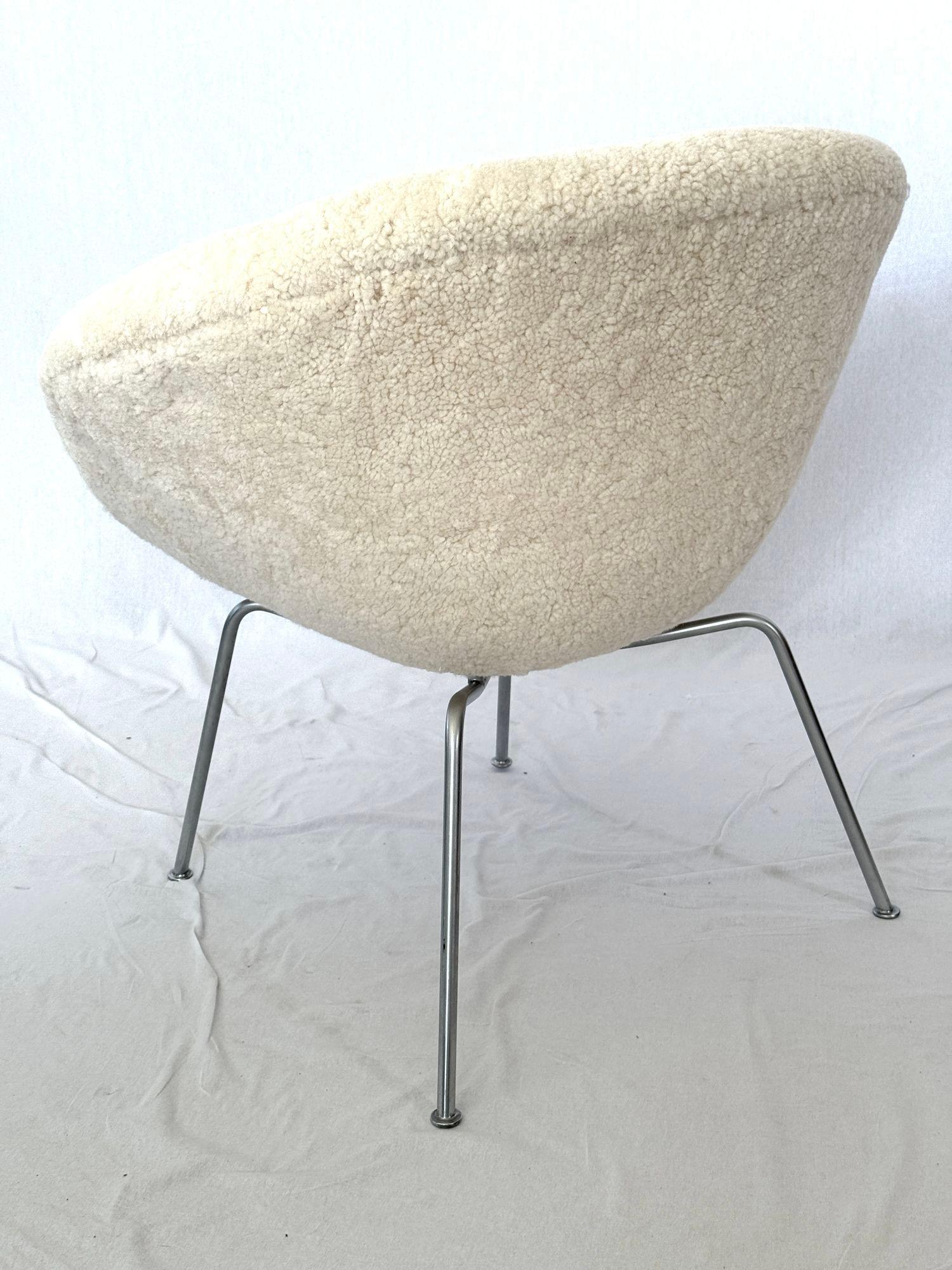 Danish Arne Jacobsen Pot Chair Upholstered in Sheepskin / Shearling For Sale