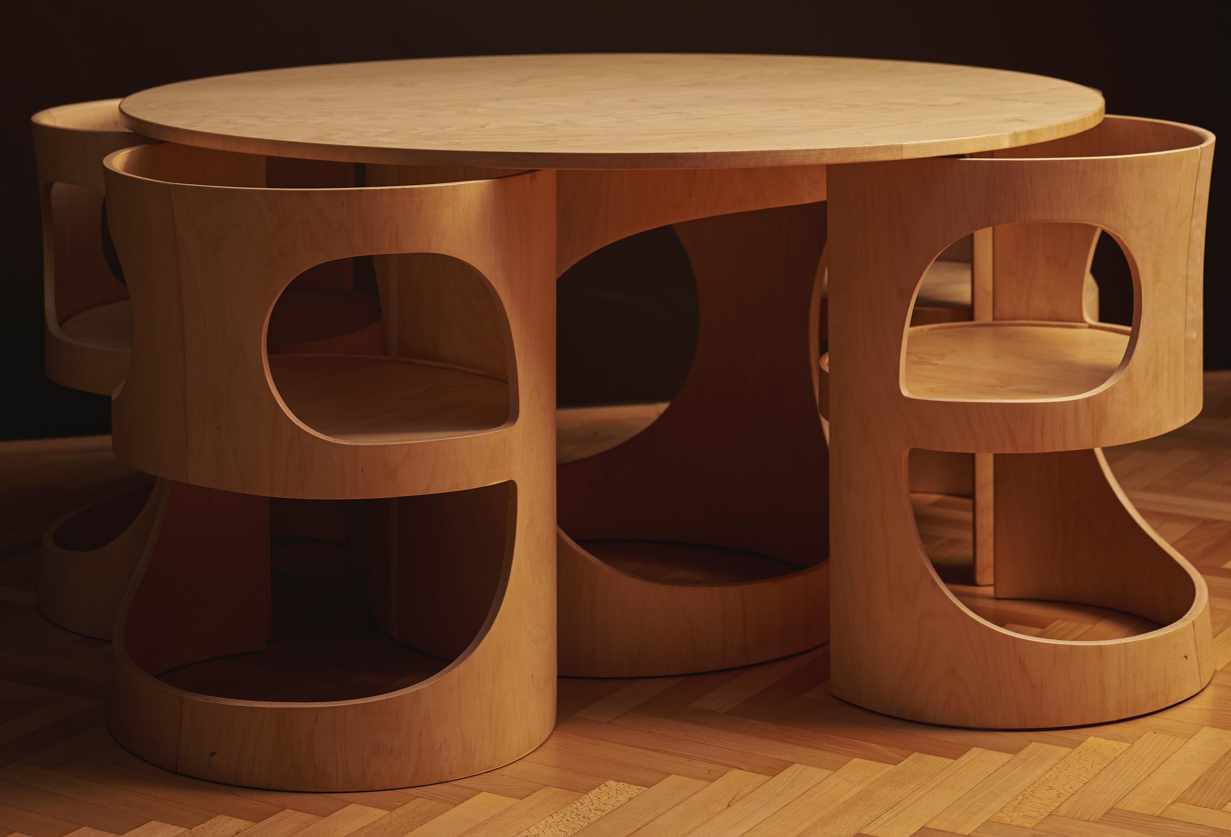 Mesa y silla Pre Pop de Arne Jacobsen, juego de 4 para Asko, Finlandia, 1969 en venta 2