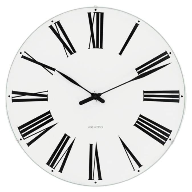 Arne Jacobsen 'Roman' Wall Clock, White, Ø 11.4 in For Sale