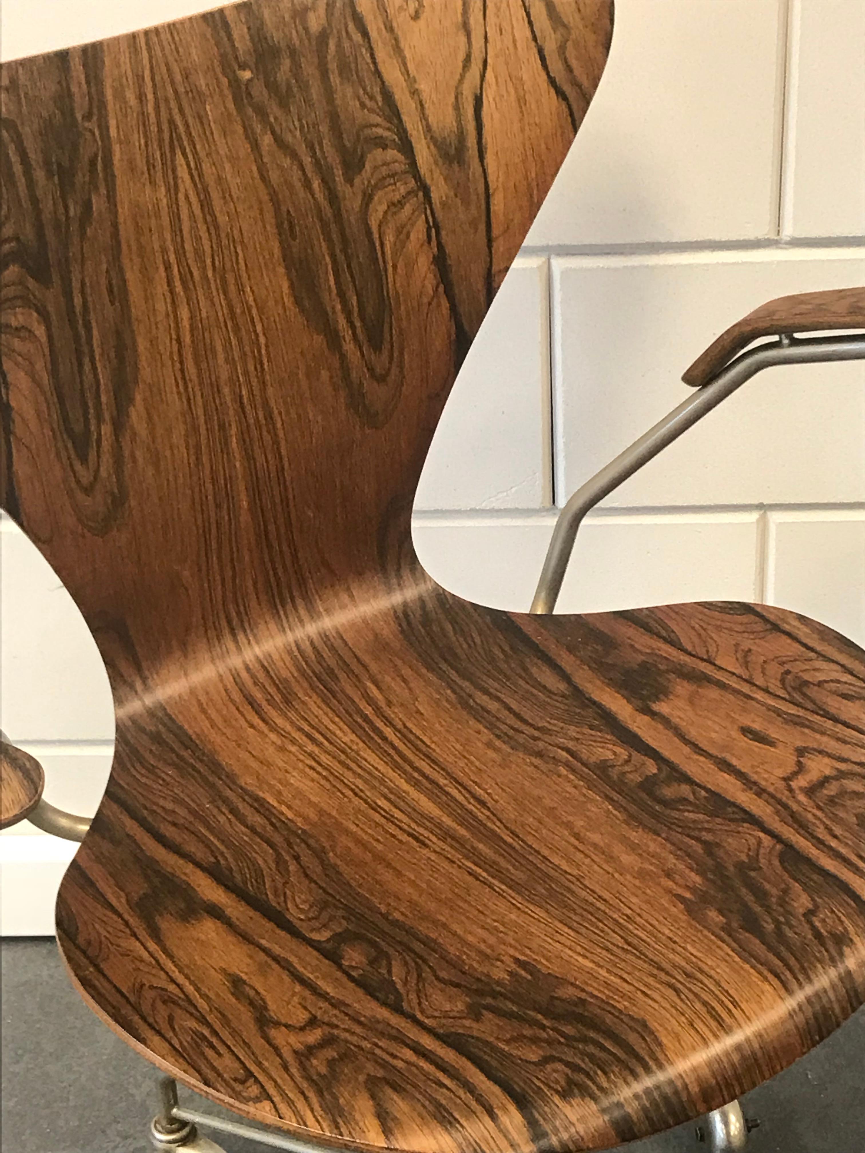 Silla de escritorio Arne Jacobsen de palisandro en Bueno estado para la venta en Oosterbeek, NL