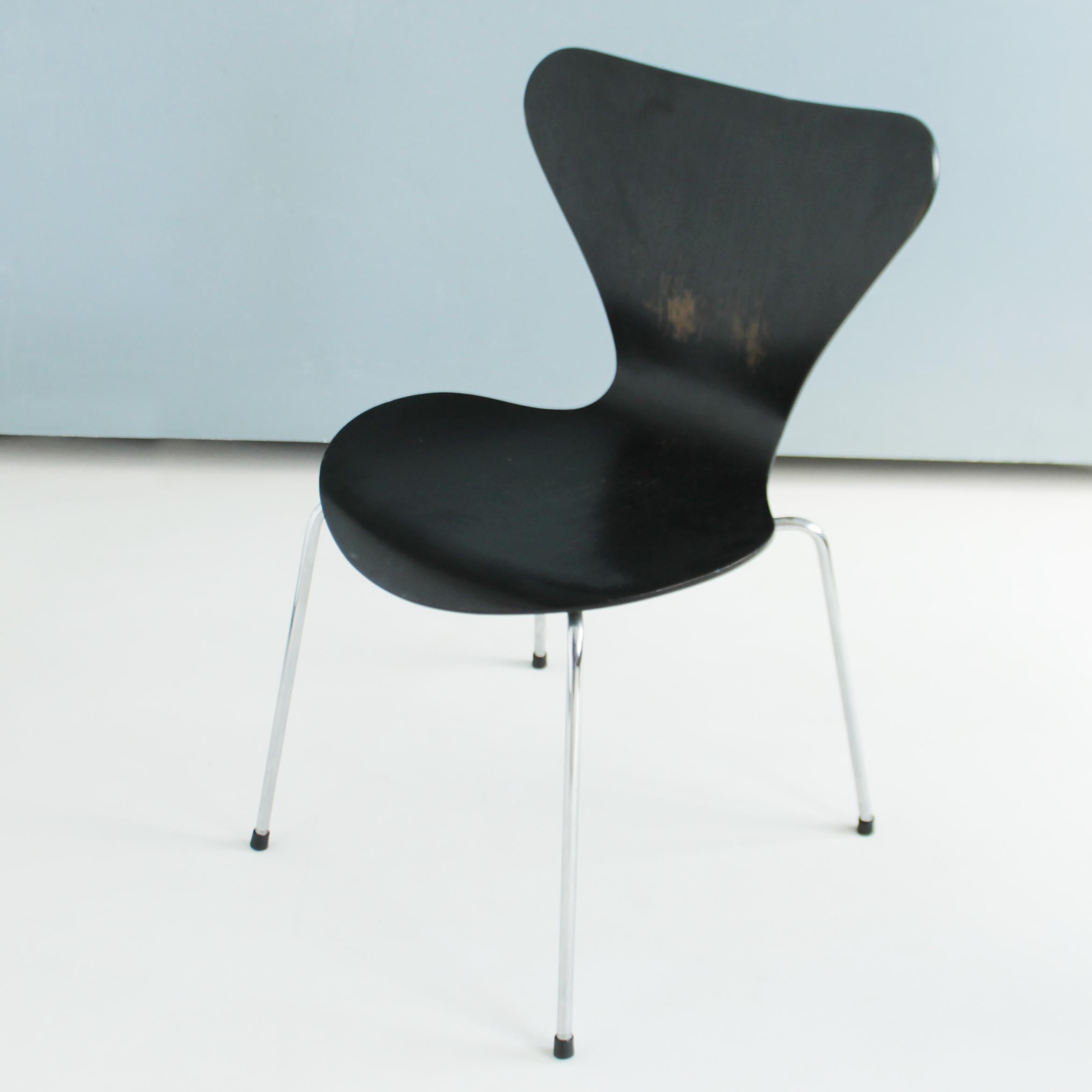 Stained Arne Jacobsen Series 7 Chairs by Fritz Hansen