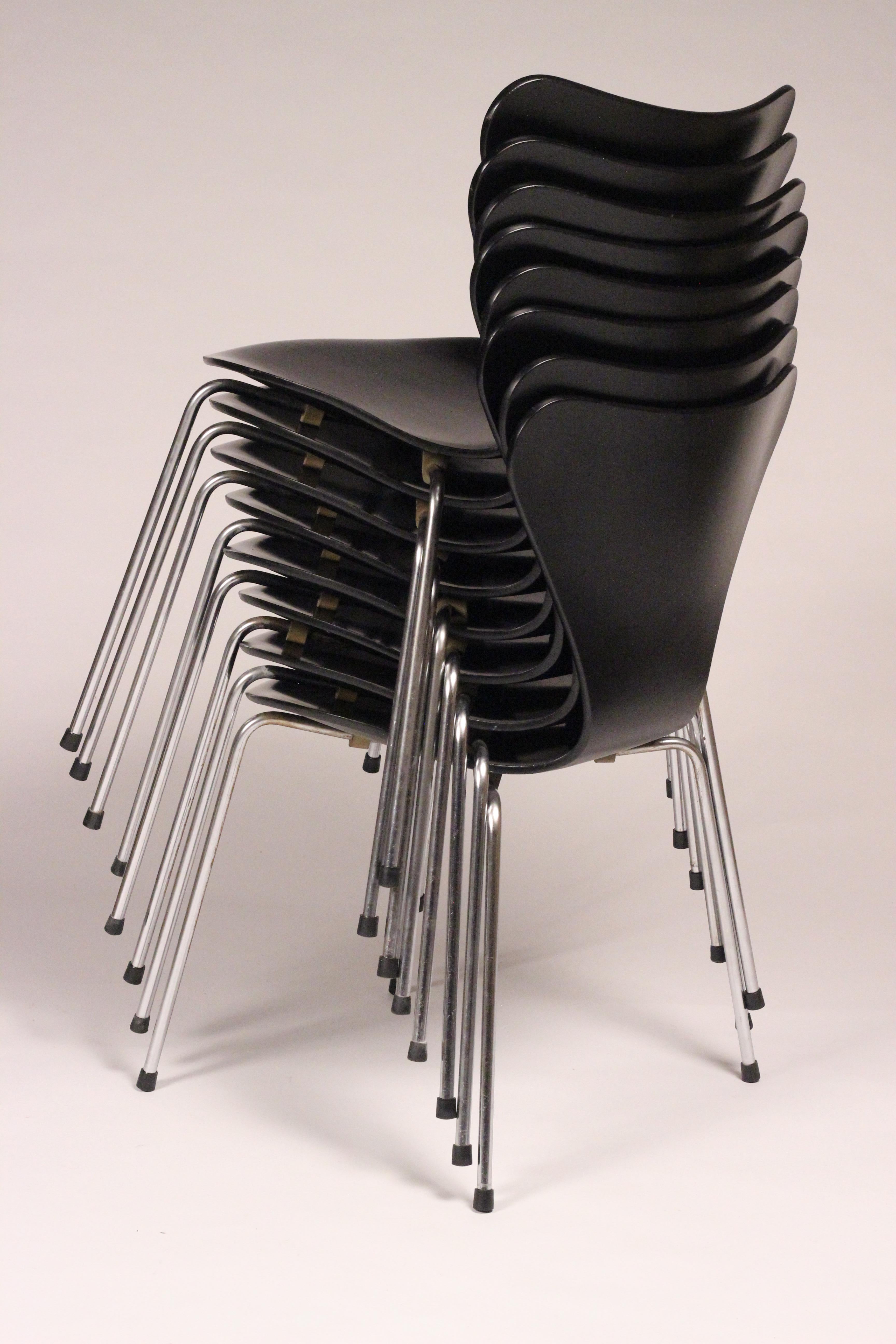 Chaises Arne Jacobsen Series 7 ou 3107 de Fritz Hansen, style mi-siècle moderne, 1964 en vente 5