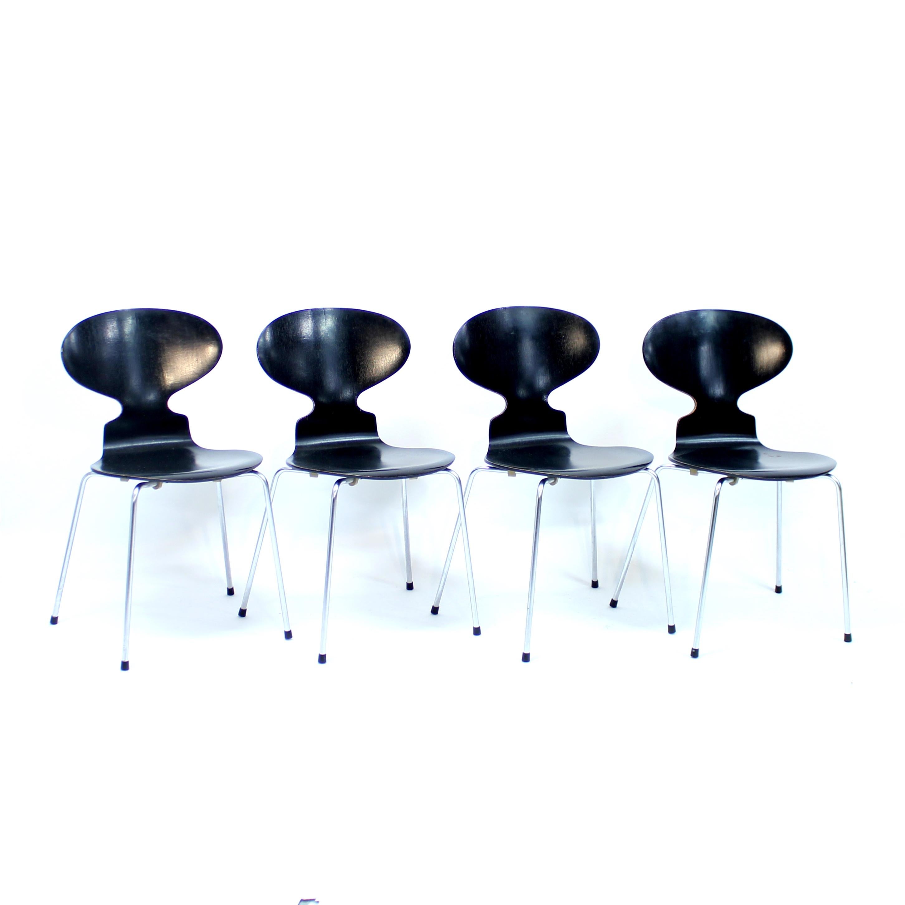 Danish Arne Jacobsen, set of 4 Ant chairs, model, 3100, Fritz Hansen, 1969
