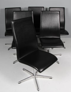 Arne Jacobsen Sechserpack Oxford Chair, original Leder
