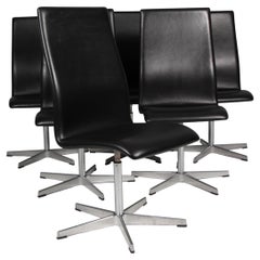 Arne Jacobsen Sechserpack Oxford Chair, original Leder
