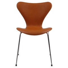 Arne Jacobsen Seven Chair, 3107, Newly Upholstered with Cognac Classic Leather