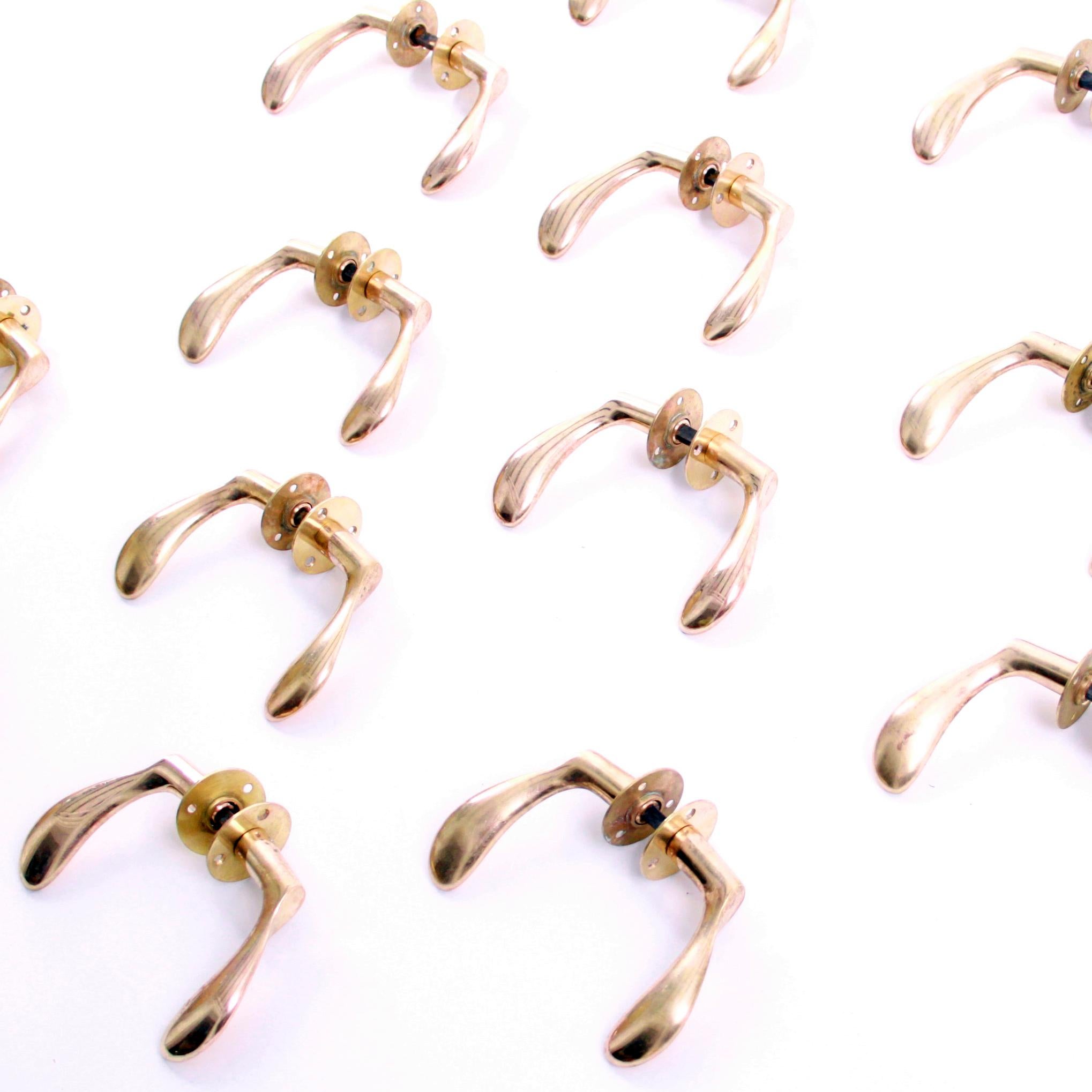 Arne Jacobsen Solid Brass Door Handles In Good Condition For Sale In Copenhagen, DK