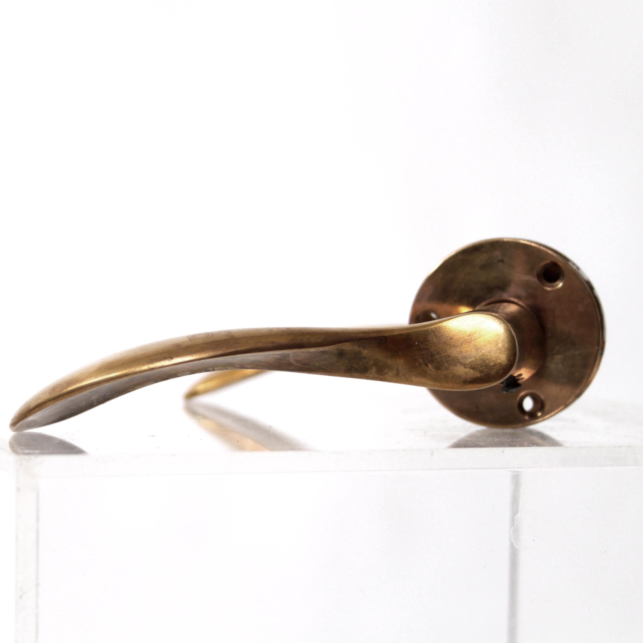 Polished Arne Jacobsen Solid Brass Door Handles with Patina For Sale