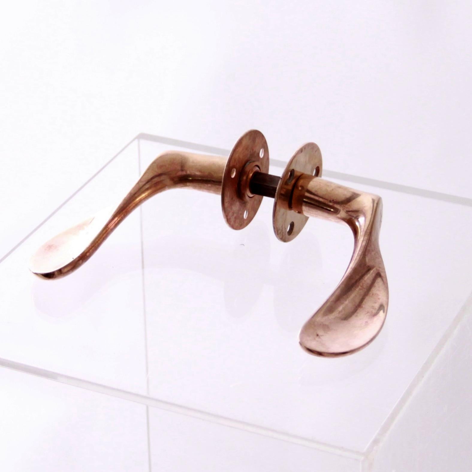 Arne Jacobsen Solid Brass Lever Door Handles, Scandinavian Modern Design 2