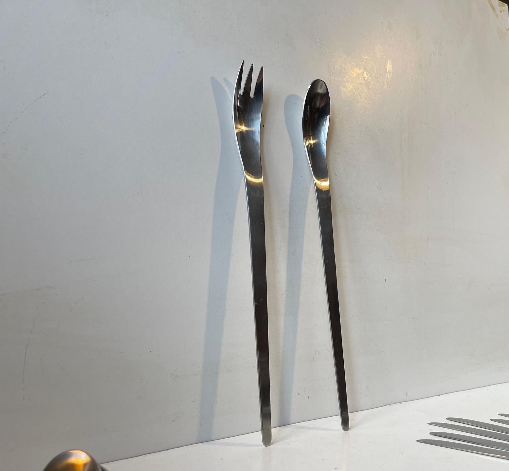 Danish Arne Jacobsen Stainless Cutlery Flatware Set for Georg Jensen, 12 Persons