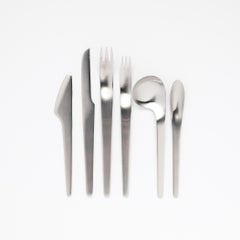Arne Jacobsen Stainless Steel Flatware Set for 8 by A. Michelsen, Original Box