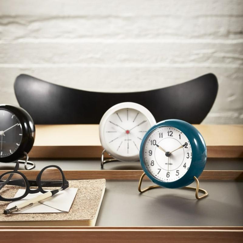 Arne Jacobsen 'Station' Table Clock, Blue, Ø 4.3 in For Sale at