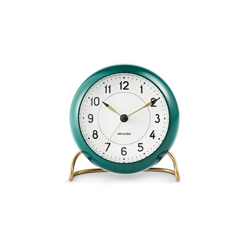 Arne Jacobsen 'Station' Table Clock, Blue, Ø 4.3 in For Sale at