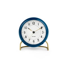 Arne Jacobsen 'Station' Table Clock, Green, Ø 4.3 in