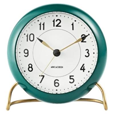 Arne Jacobsen 'Station' Table Clock, Green, Ø 4.3 in For Sale