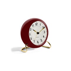 Arne Jacobsen 'Station' Table Clock, Red, Ø 4.3 in