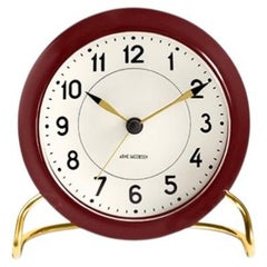 Arne Jacobsen 'Station' Table Clock, Red, Ø 4.3 in