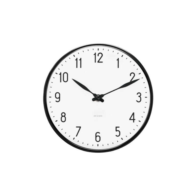 Arne Jacobsen „Station“ Wanduhr, weiß, Ø 6,5 in im Angebot