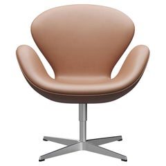 Arne Jacobsen 'Swan' Stuhl für Fritz Hansen mit Lederpolsterung (Cat. 5)