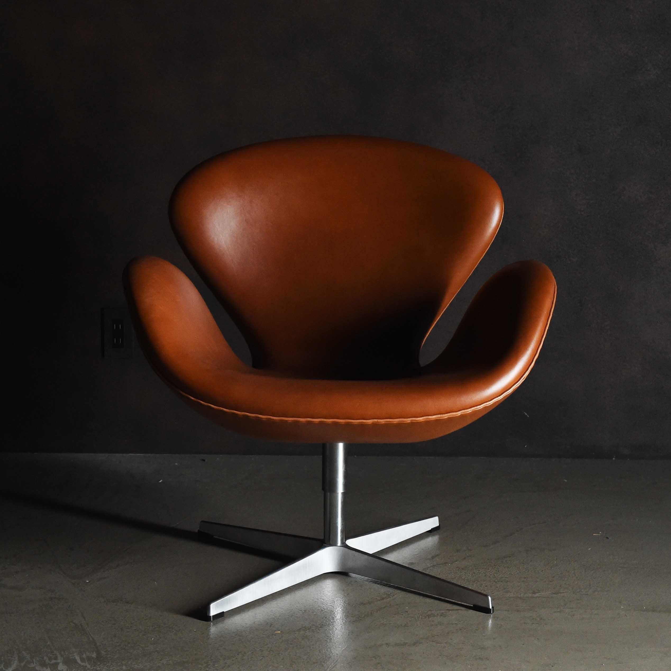 The Swan Chair is a lounge chair designed by Arne Jacobsen in 1958 for the lobby and lounge areas of the SAS Royal Hotel in Copenhagen. The chair's form, which consists only of curves, is simple and distinctive, giving the viewer an organic and soft