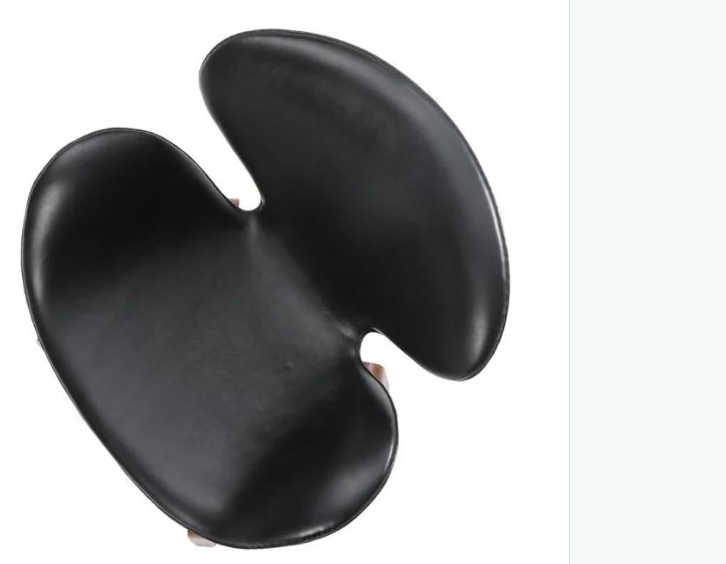 Danish Arne Jacobsen Swan Lounge Chair #4325 in Teak & Black leather, Fritz Hansen 60s For Sale